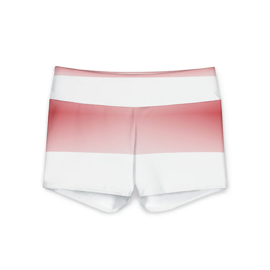 Yoga Shorts - Red Ombre Stripe Performance Shorts with 'PGLT' Waistband